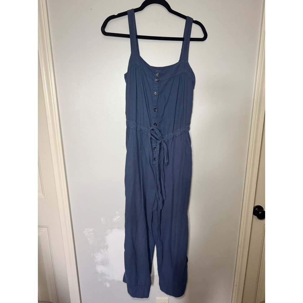 Sundry Blue Cotton Gauze Button Front Tie Waist Jumpsuit Size 2 Womens